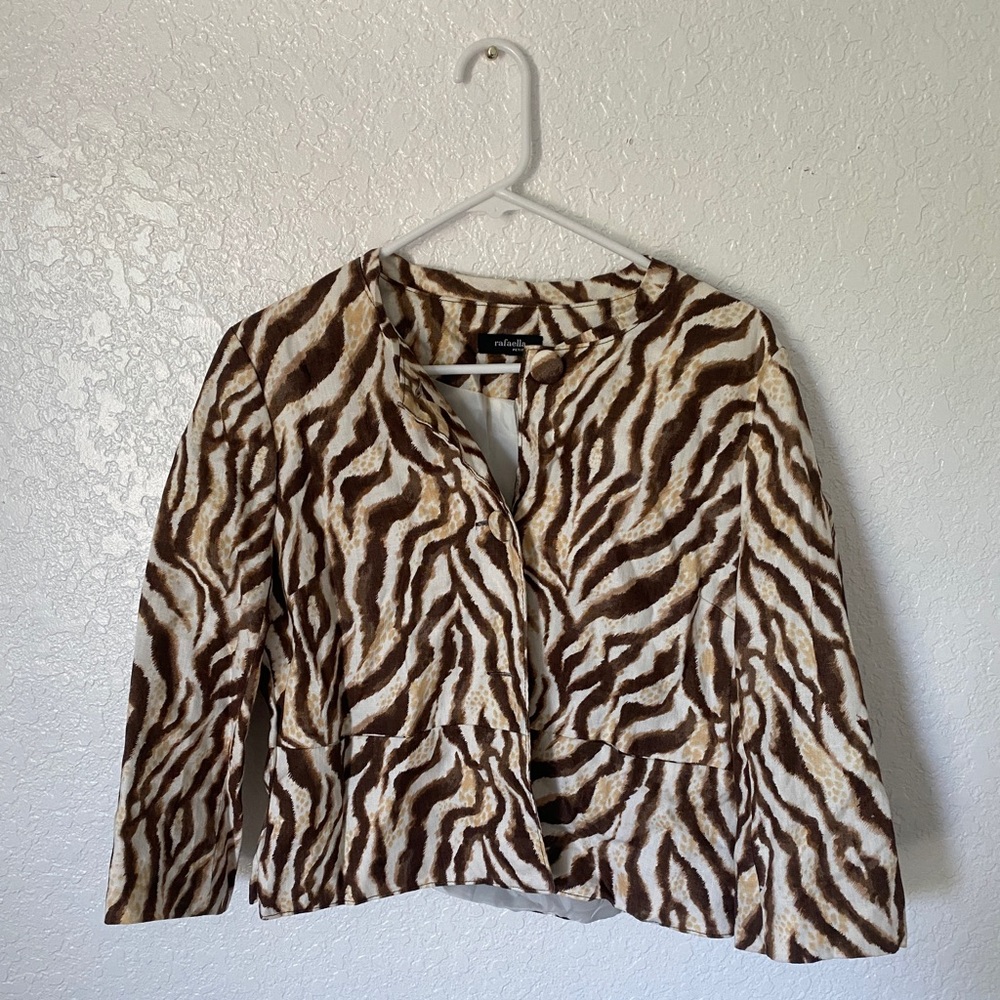 Rafaella Petite Cropped Zebra Blazer